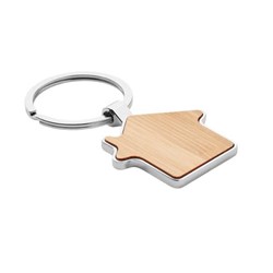 Zobrazit detaily pro Kovový přívěsek ve tvaru domku s bambusovým středem Obrázky: Kovový přívěsek ve tvaru domku s bambusovým středem