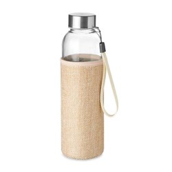 Zobrazit detaily pro Skleněná láhev 500ml v obalu z juty s neoprenem Obrázky: Skleněná láhev 500ml v obalu z juty s neoprenem