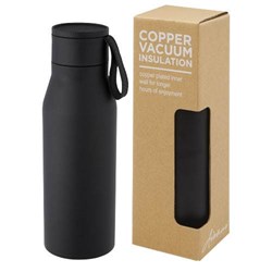 Zobrazit detaily pro Černá nerezová láhev 500 ml s poutkem z PU kůže Obrázky: Černá nerezová láhev 500 ml s poutkem z PU kůže