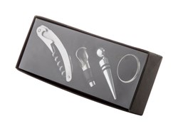 Zobrazit detaily pro Nerezová sada na víno - 4ks v krabičce s průhl. víčkem Obrázky: Nerezová sada na víno - 4ks v krabičce s průhl. víčkem