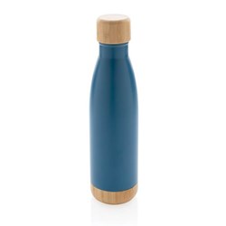 Zobrazit detaily pro Nerezová termoláhev 520ml modrá s bambusovými detaily Obrázky: Nerezová termoláhev 520ml modrá s bambusovými detaily