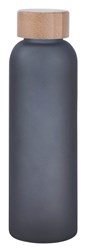 Zobrazit detaily pro Skleněná frosty láhev 500ml s bambus.víčkem, černá Obrázky: Skleněná frosty láhev 500ml s bambus.víčkem, černá