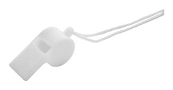 Zobrazit detaily pro Bílá plastová píšťalka se šňůrkou v barvě Obrázky: Bílá plastová píšťalka se šňůrkou v barvě