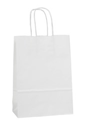 Zobrazit detaily pro Papírová taška 18x8x24 cm, krouc. šňůra, bílá-kraft Obrázky: Papírová taška 18x8x24 cm, krouc. šňůra, bílá-kraft