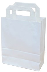 Zobrazit detaily pro Papírová taška 18x8x25 cm, ploché drž., bílá-kraft Obrázky: Papírová taška 18x8x25 cm, ploché drž., bílá-kraft