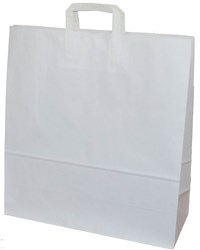 Zobrazit detaily pro Papírová taška 45x17x48 cm, ploché drž., bílá-kraft Obrázky: Papírová taška 45x17x48 cm, ploché drž., bílá-kraft