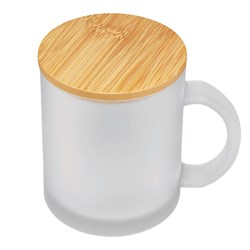 Zobrazit detaily pro Frosty skleněný hrnek s bambusovým víčkem/podtáckem Obrázky: Frosty skleněný hrnek s bambusovým víčkem/podtáckem