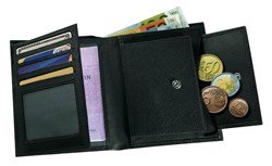 Zobrazit detaily pro Černá pánská kožená peněženka Obrázky: Černá pánská kožená peněženka