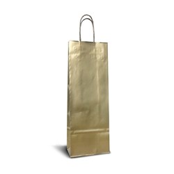 Zobrazit detaily pro Papírová taška zlatá 14x8x39 mm, kroucená šňůra Obrázky: Papírová taška zlatá 14x8x39 mm, kroucená šňůra