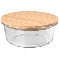 Zobrazit detaily pro Skleněná mísa 750ml, bambus.víko,elast. pásek Obrázky: Skleněná mísa 750ml, bambus.víko,elast. pásek