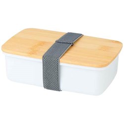 Zobrazit detaily pro Bílý plast. box 500ml, elast. pásek, bambus. víko Obrázky: Bílý plast. box 500ml, elast. pásek, bambus. víko