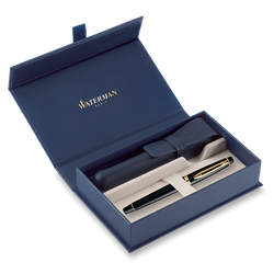 Zobrazit detaily pro PP WATERMAN Expert Black GT + modré kožené pouzdro Obrázky: PP WATERMAN Expert Black GT + modré kožené pouzdro